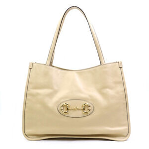 GUCCI Cream Leather Horsebit Shoulder Bag